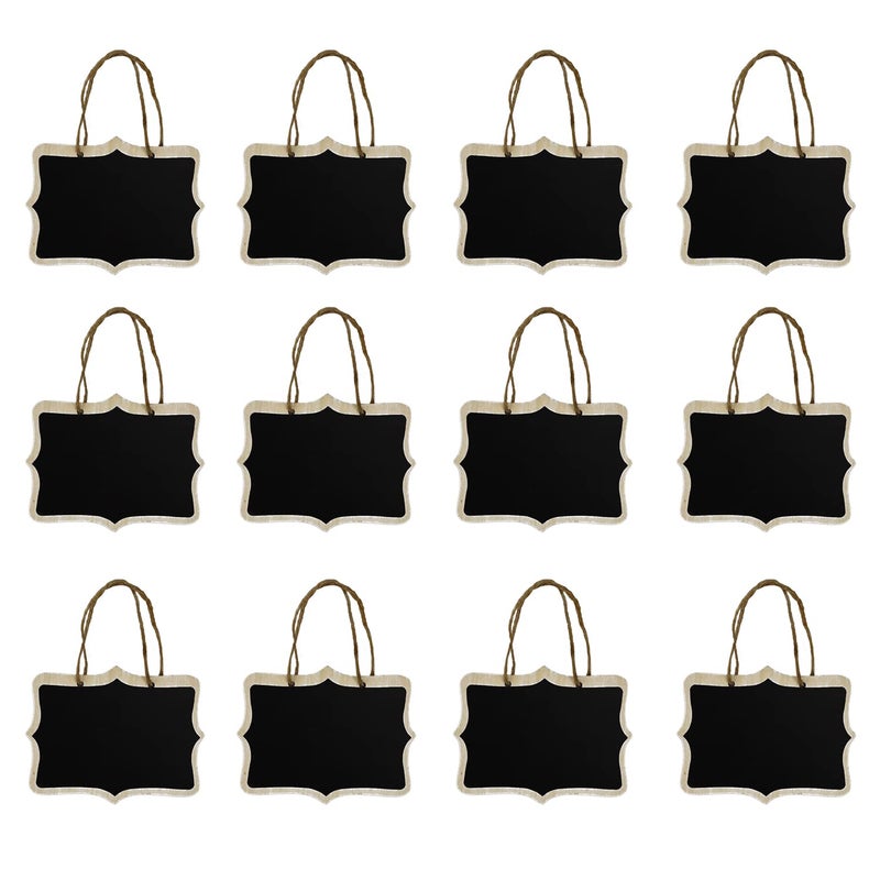 Miraclekoo 12 Pcs Mini Chalkboard Sign with Hanging String Erasable Chalk Board Signs for Wedding Gift Tags Party Favors Reusable Storage Label Tags - Image 1